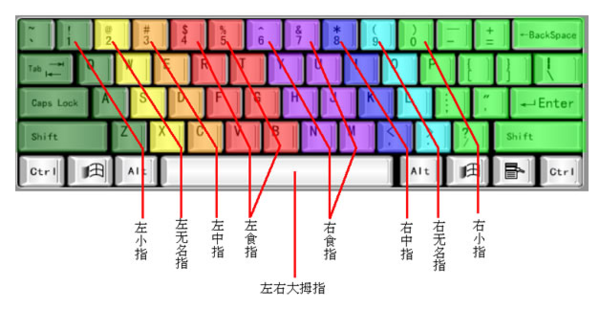 在计算机键盘操作指法要求中,空格键由什么手指来控制()