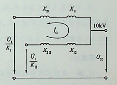 图示一环网，已知两台变压器归算到高压侧的电抗均为12.1Ω，...