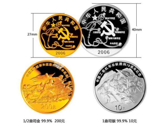 为纪念红军长征胜利70周年中国人民银行发行金银纪念币一套共2...